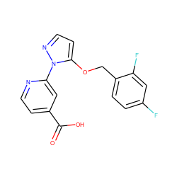 O=C(O)c1ccnc(-n2nccc2OCc2ccc(F)cc2F)c1 ZINC000146640050