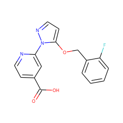 O=C(O)c1ccnc(-n2nccc2OCc2ccccc2F)c1 ZINC000146681148