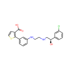 O=C(O)c1ccsc1-c1cccc(NCCNC[C@H](O)c2cccc(Cl)c2)c1 ZINC000001553406