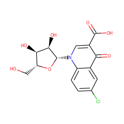 O=C(O)c1cn([C@@H]2O[C@H](CO)[C@@H](O)[C@H]2O)c2ccc(Cl)cc2c1=O ZINC000006567455