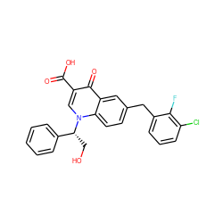 O=C(O)c1cn([C@H](CO)c2ccccc2)c2ccc(Cc3cccc(Cl)c3F)cc2c1=O ZINC000043023543