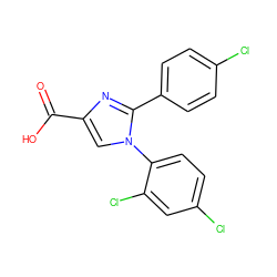 O=C(O)c1cn(-c2ccc(Cl)cc2Cl)c(-c2ccc(Cl)cc2)n1 ZINC000013642435