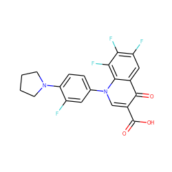 O=C(O)c1cn(-c2ccc(N3CCCC3)c(F)c2)c2c(F)c(F)c(F)cc2c1=O ZINC000004622729