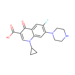 O=C(O)c1cn(C2CC2)c2cc(N3CCNCC3)c(F)cc2c1=O ZINC000000020220