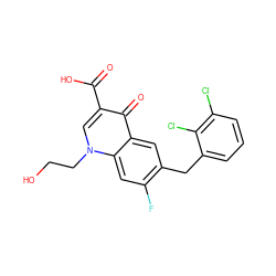 O=C(O)c1cn(CCO)c2cc(F)c(Cc3cccc(Cl)c3Cl)cc2c1=O ZINC000029501241