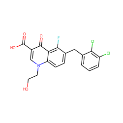 O=C(O)c1cn(CCO)c2ccc(Cc3cccc(Cl)c3Cl)c(F)c2c1=O ZINC000029501395