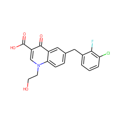 O=C(O)c1cn(CCO)c2ccc(Cc3cccc(Cl)c3F)cc2c1=O ZINC000013682469