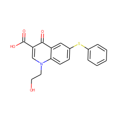 O=C(O)c1cn(CCO)c2ccc(Sc3ccccc3)cc2c1=O ZINC000040862582