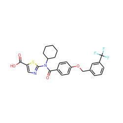 O=C(O)c1cnc(N(C(=O)c2ccc(OCc3cccc(C(F)(F)F)c3)cc2)C2CCCCC2)s1 ZINC000028348115