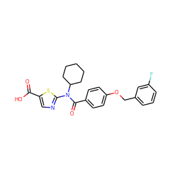 O=C(O)c1cnc(N(C(=O)c2ccc(OCc3cccc(F)c3)cc2)C2CCCCC2)s1 ZINC000028341270