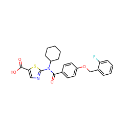 O=C(O)c1cnc(N(C(=O)c2ccc(OCc3ccccc3F)cc2)C2CCCCC2)s1 ZINC000028357682