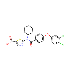 O=C(O)c1cnc(N(C(=O)c2ccc(Oc3ccc(Cl)c(Cl)c3)cc2)C2CCCCC2)s1 ZINC000028348905