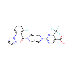 O=C(O)c1cnc(N2C[C@H]3CN(C(=O)c4c(F)cccc4-n4nccn4)C[C@H]3C2)nc1C(F)(F)F ZINC000116826250