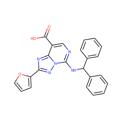 O=C(O)c1cnc(NC(c2ccccc2)c2ccccc2)n2nc(-c3ccco3)nc12 ZINC000299833194