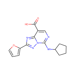 O=C(O)c1cnc(NC2CCCC2)n2nc(-c3ccco3)nc12 ZINC000299835349