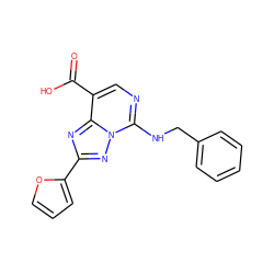 O=C(O)c1cnc(NCc2ccccc2)n2nc(-c3ccco3)nc12 ZINC000299833943