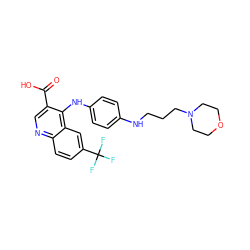 O=C(O)c1cnc2ccc(C(F)(F)F)cc2c1Nc1ccc(NCCCN2CCOCC2)cc1 ZINC000473145898