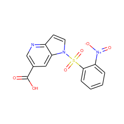 O=C(O)c1cnc2ccn(S(=O)(=O)c3ccccc3[N+](=O)[O-])c2c1 ZINC000043069269