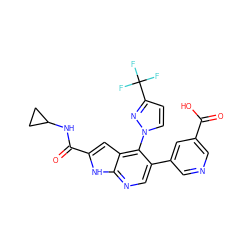 O=C(O)c1cncc(-c2cnc3[nH]c(C(=O)NC4CC4)cc3c2-n2ccc(C(F)(F)F)n2)c1 ZINC000084690407