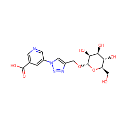 O=C(O)c1cncc(-n2cc(CO[C@H]3O[C@H](CO)[C@@H](O)[C@H](O)[C@@H]3O)nn2)c1 ZINC000073196472