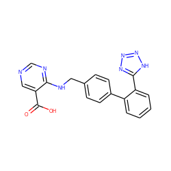 O=C(O)c1cncnc1NCc1ccc(-c2ccccc2-c2nnn[nH]2)cc1 ZINC000013832784