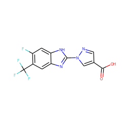 O=C(O)c1cnn(-c2nc3cc(C(F)(F)F)c(F)cc3[nH]2)c1 ZINC000066128585