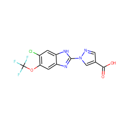 O=C(O)c1cnn(-c2nc3cc(OC(F)(F)F)c(Cl)cc3[nH]2)c1 ZINC000068199903