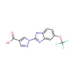 O=C(O)c1cnn(-c2nc3cc(OC(F)(F)F)ccc3[nH]2)c1 ZINC000066128417