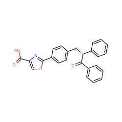 O=C(O)c1coc(-c2ccc(C[C@@H](C(=O)c3ccccc3)c3ccccc3)cc2)n1 ZINC000084586923