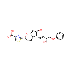 O=C(O)c1csc([C@H]2CC[C@H]3[C@H](C[C@@H](O)[C@@H]3/C=C/[C@@H](O)COc3ccccc3)O2)n1 ZINC000653905750