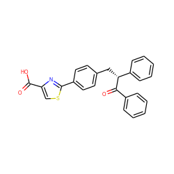 O=C(O)c1csc(-c2ccc(C[C@@H](C(=O)c3ccccc3)c3ccccc3)cc2)n1 ZINC000084586929