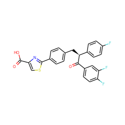 O=C(O)c1csc(-c2ccc(C[C@H](C(=O)c3ccc(F)c(F)c3)c3ccc(F)cc3)cc2)n1 ZINC000084619519