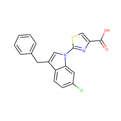 O=C(O)c1csc(-n2cc(Cc3ccccc3)c3ccc(Cl)cc32)n1 ZINC000029044858