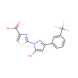 O=C(O)c1csc(-n2nc(-c3cccc(C(F)(F)F)c3)cc2O)n1 ZINC001772619141