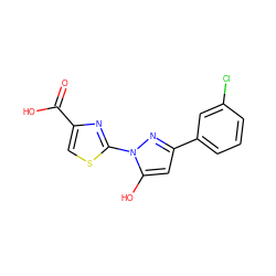 O=C(O)c1csc(-n2nc(-c3cccc(Cl)c3)cc2O)n1 ZINC001772589011