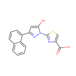 O=C(O)c1csc(-n2nc(-c3cccc4ccccc34)cc2O)n1 ZINC001772587608