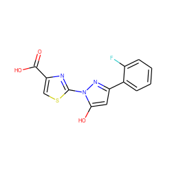 O=C(O)c1csc(-n2nc(-c3ccccc3F)cc2O)n1 ZINC001772586458