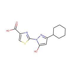 O=C(O)c1csc(-n2nc(C3CCCCC3)cc2O)n1 ZINC001772580546