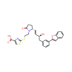 O=C(O)c1csc(SCCN2C(=O)CC[C@@H]2/C=C/[C@@H](O)Cc2cccc(-c3cc4ccccc4o3)c2)n1 ZINC000084725654