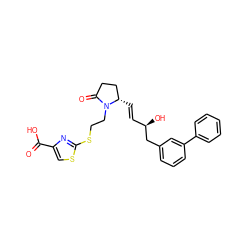 O=C(O)c1csc(SCCN2C(=O)CC[C@@H]2/C=C/[C@@H](O)Cc2cccc(-c3ccccc3)c2)n1 ZINC000073314098