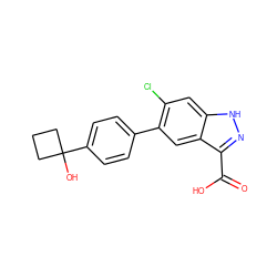 O=C(O)c1n[nH]c2cc(Cl)c(-c3ccc(C4(O)CCC4)cc3)cc12 ZINC000216021864