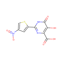 O=C(O)c1nc(-c2cc([N+](=O)[O-])cs2)[nH]c(=O)c1O ZINC000003582341