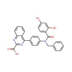 O=C(O)c1nc(-c2ccc(N(Cc3ccccc3)C(=O)c3ccc(O)cc3O)cc2)c2ccccc2n1 ZINC000653686946