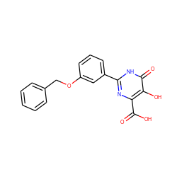 O=C(O)c1nc(-c2cccc(OCc3ccccc3)c2)[nH]c(=O)c1O ZINC000003583604