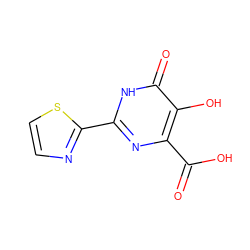 O=C(O)c1nc(-c2nccs2)[nH]c(=O)c1O ZINC000013683432