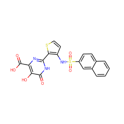 O=C(O)c1nc(-c2sccc2NS(=O)(=O)c2ccc3ccccc3c2)[nH]c(=O)c1O ZINC000003582757