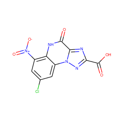 O=C(O)c1nc2c(=O)[nH]c3c([N+](=O)[O-])cc(Cl)cc3n2n1 ZINC000013798642