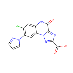 O=C(O)c1nc2c(=O)[nH]c3cc(Cl)c(-n4cccn4)cc3n2n1 ZINC000013864089