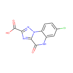 O=C(O)c1nc2c(=O)[nH]c3cc(Cl)ccc3n2n1 ZINC000013798620