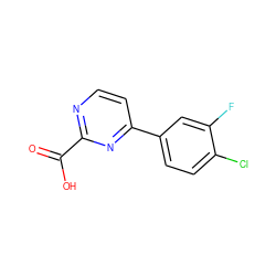 O=C(O)c1nccc(-c2ccc(Cl)c(F)c2)n1 ZINC001772575901